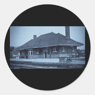 Grand Trunk Depot Pontiac Michigan (Cyan) Classic Round Sticker