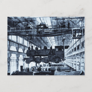 Grand Trunk Railroad Shops circa 1910 - Cyanotype Postcard