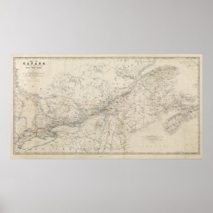 Grand Trunk Railway Map circa 1860 Poster