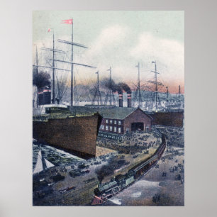 Grand Trunk Ry Portland, Maine Steamship Wharf Poster