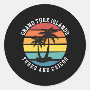 Grand Turk Islands Turks And Caicos Palm Trees Classic Round Sticker