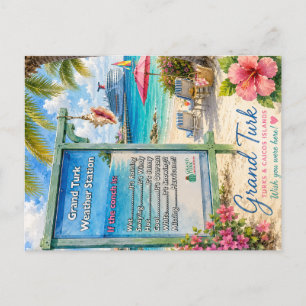 Grand Turk Turks and Caicos Conch weather station Postcard