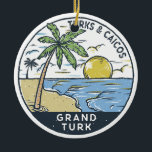 Grand Turk Turks and Caicos Vintage Ceramic Tree Decoration<br><div class="desc">Grand Turk vector art design. Grand Turk Island is the capital island of the Turks and Caicos archipelago,  in the Atlantic Ocean. It’s dotted with the remains of salt ponds and windmills from the island’s sea salt industry,  prevalent from the 17th to 20th century.</div>