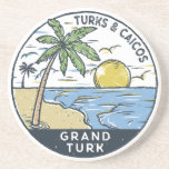 Grand Turk Turks and Caicos Vintage Coaster<br><div class="desc">Grand Turk vector art design. Grand Turk Island is the capital island of the Turks and Caicos archipelago,  in the Atlantic Ocean. It’s dotted with the remains of salt ponds and windmills from the island’s sea salt industry,  prevalent from the 17th to 20th century.</div>