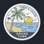Grand Turk Turks and Caicos Vintage Magnet<br><div class="desc">Grand Turk vector art design. Grand Turk Island is the capital island of the Turks and Caicos archipelago,  in the Atlantic Ocean. It’s dotted with the remains of salt ponds and windmills from the island’s sea salt industry,  prevalent from the 17th to 20th century.</div>