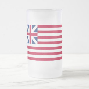 Grand Union, 1st USA Flag of Colonies Frosted Glass Beer Mug