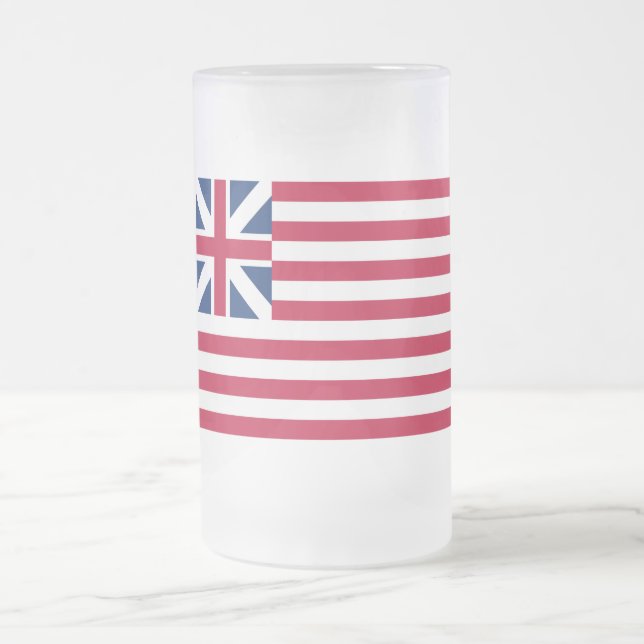 Grand Union, 1st USA Flag of Colonies Frosted Glass Beer Mug (Center)