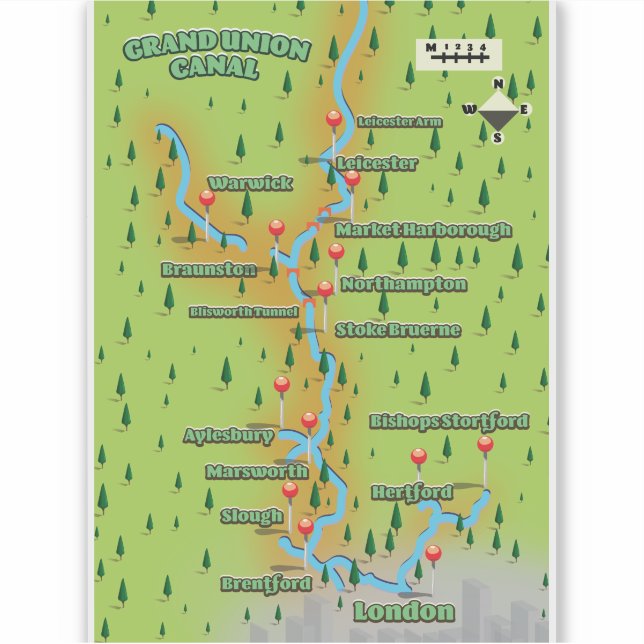 Grand Union Canal Map (Front)
