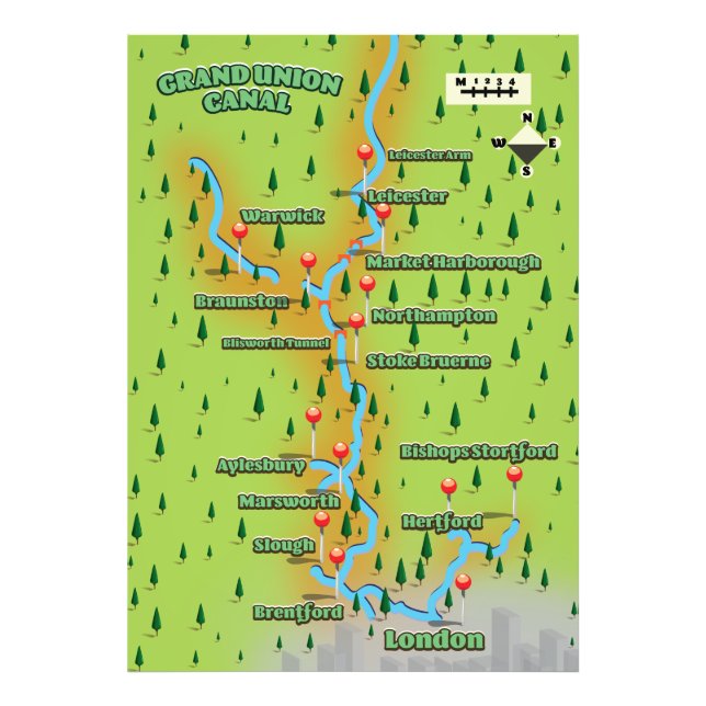 Grand Union Canal Map Photo Print (Front)