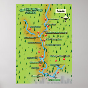 Grand Union Canal Map Poster