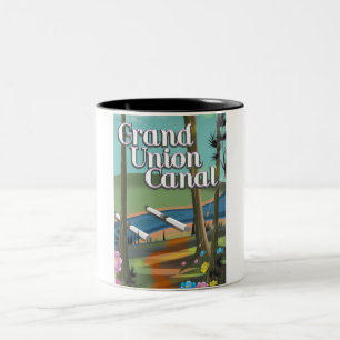 grand union canal travel poster Two-Tone coffee mug