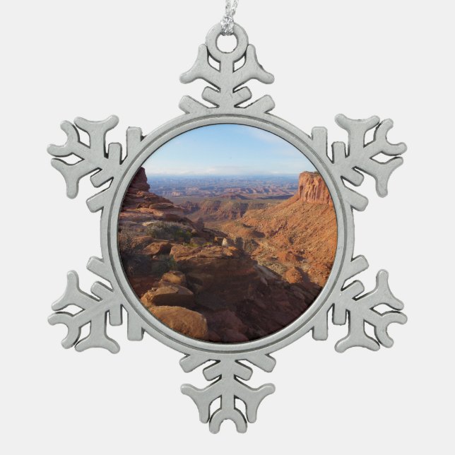 Grand View Point at Canyonlands National Park Snowflake Pewter Christmas Ornament (Front)