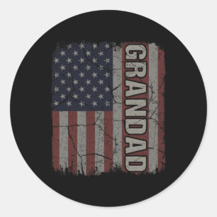 Grandad American Flag Vintage Father's Day 4th Of Classic Round Sticker