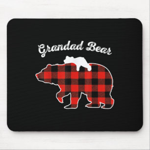 Grandad Bear Flannel Red Plaid Pajama Family Match Mouse Mat