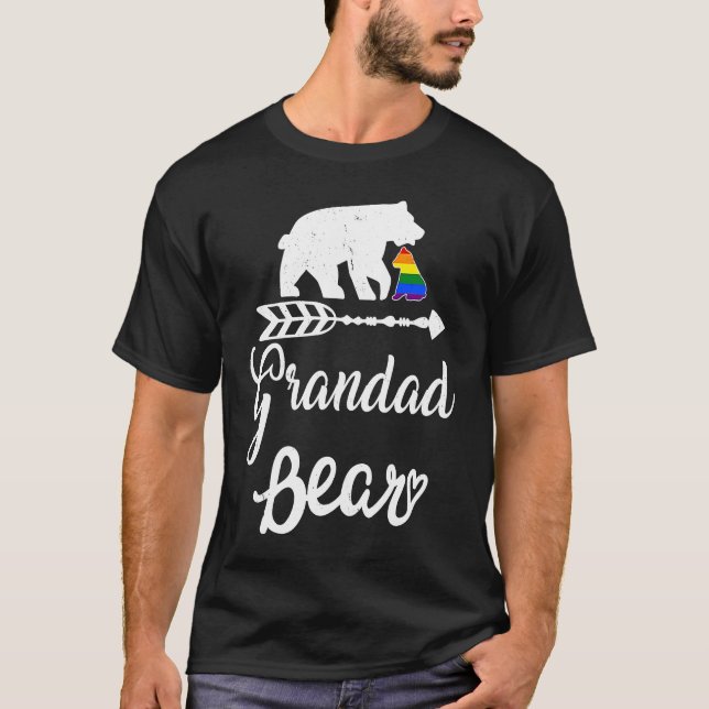 Grandad Bear LGBT LGBTQ Rainbow Pride Gay Lesbian T-Shirt (Front)