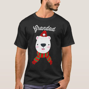 Grandad Bear Santa Hat  Christmas Matching Family T-Shirt