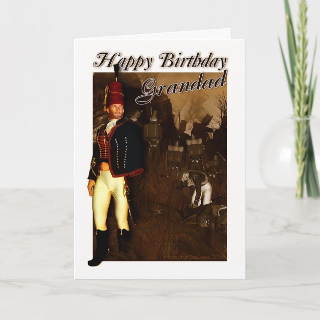 Grandad Birthday Card - 1822 Hussar Officer And Fo (Front)