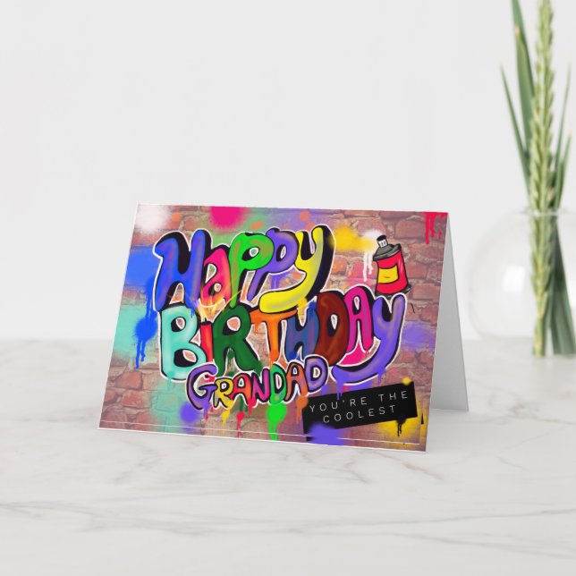 Grandad birthday card spray paint (Front)