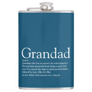 Grandad Definition Saying Quote Blue Hip Flask