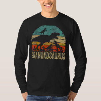 Grandad Dinosaur Grandadsaurus 3 Two Kids Christma T-Shirt
