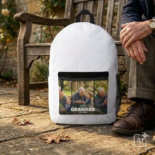 Grandad Est Gift For First Time Grandpa Printed Backpack