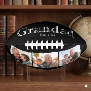 Grandad Est. Minimal White Bold Text 3 Photo American Football