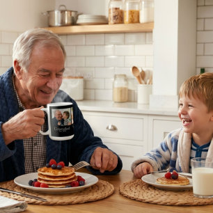 Grandad Est. Minimal White Bold Text 3 Photo Coffee Mug