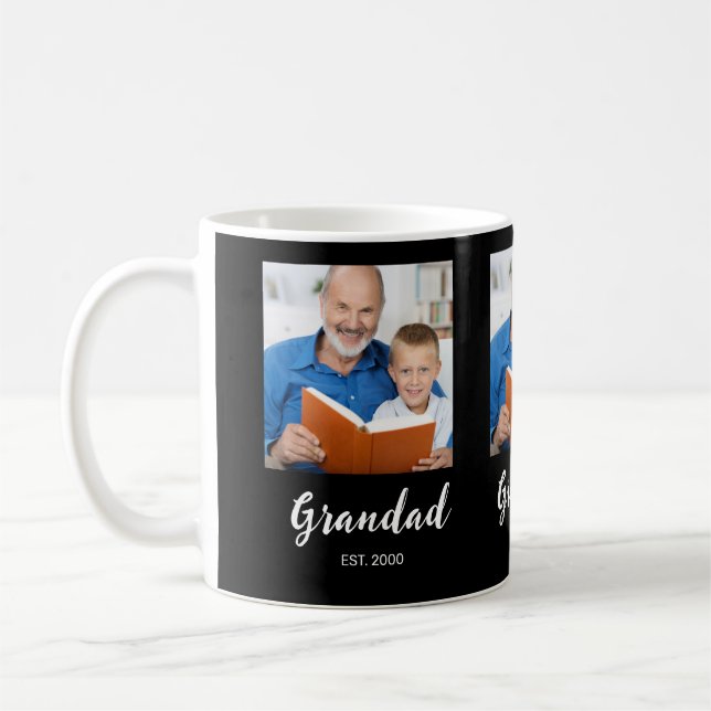 Grandad Established 3 Photo  Black Coffee Mug (Left)