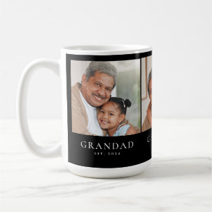 Grandad Established 3 Photo Black Coffee Mug