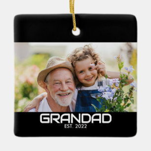 Grandad Established Black White Bold Photo Ceramic Ornament