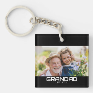 Grandad Established Black White Bold Photo Key Ring