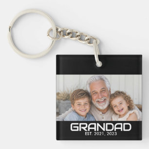 Grandad Established Black White Bold Photo Key Ring