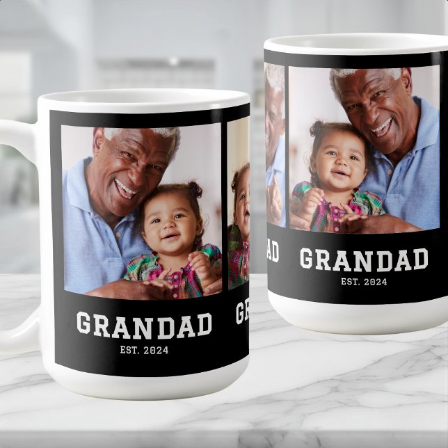 Grandad Established Bold Black 3 Photo Coffee Mug (Creator Uploaded)