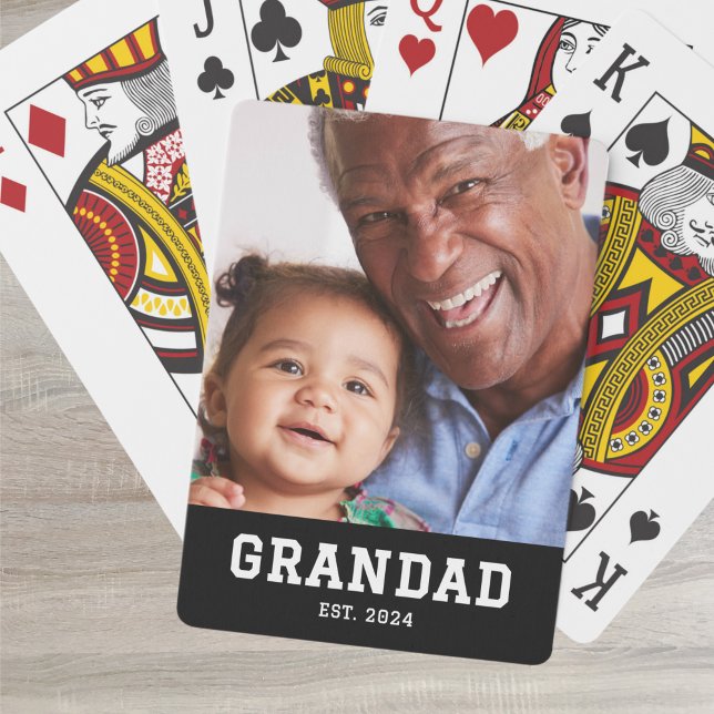 Grandad Established Bold Black Photo Playing Cards (Creator Uploaded)