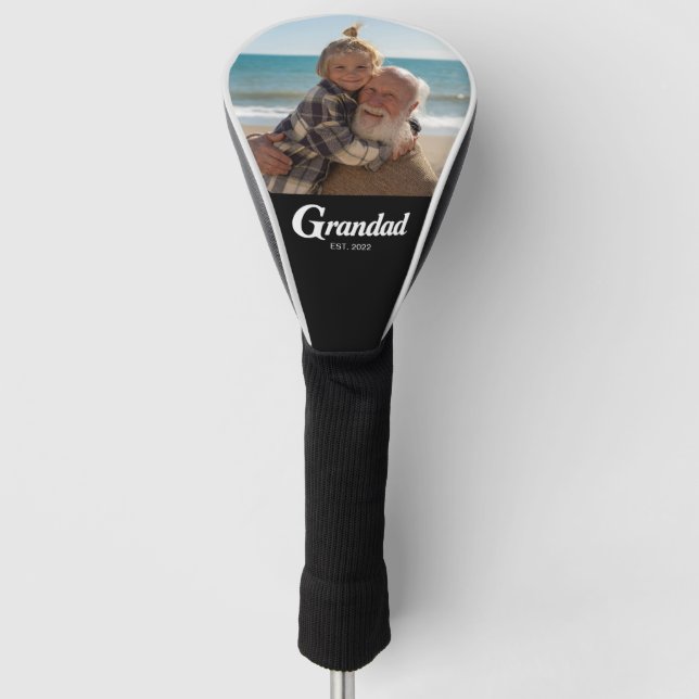Grandad Established Fun Bold Photo Golf Head Cover (Front)