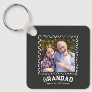 Grandad Established Moden Typography Photo Key Ring