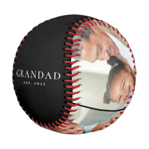 Grandad Established Modern 3 Photo Black Baseball