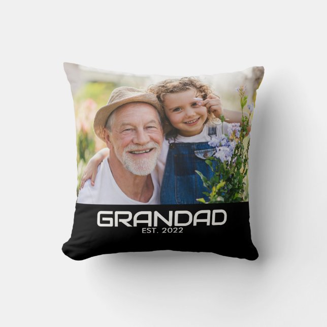 Grandad Established Modern Bold Photo Cushion (Front)