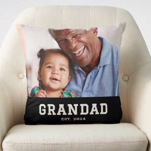 Grandad Established Modern Bold Photo Cushion