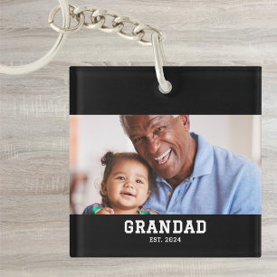 Grandad Established Modern Bold Photo Key Ring