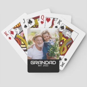 Grandad Established Modern Bold Photo Playing Cards