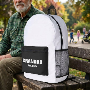 Grandad Established Modern Bold Typography Printed Backpack
