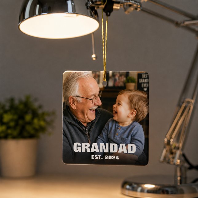 Grandad Established Modern Photo Ceramic Ornament (Grandad Established Modern Photo Ceramic Ornament)