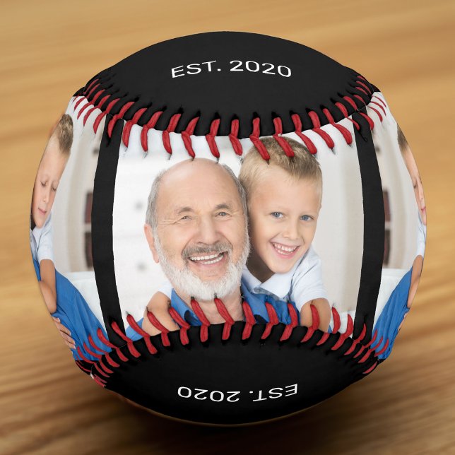Grandad Established Modern Script 3 Photo Black Baseball (Creator Uploaded)