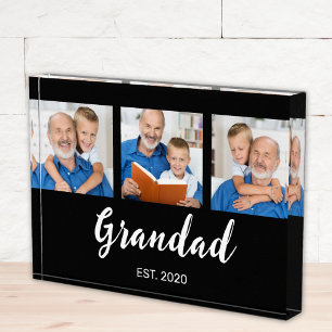 Grandad Established Modern Script 3 Photo Black Block