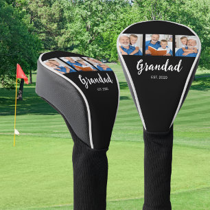 Grandad Established Modern Script 3 Photo Black Golf Head Cover