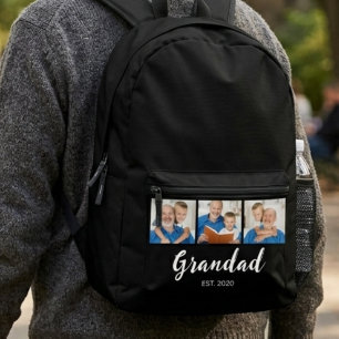 Grandad Established Modern Script 3 Photo Black  Printed Backpack