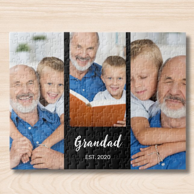 Grandad Established Modern Script 3 Photo  Jigsaw Puzzle (Creator Uploaded)