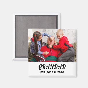 Grandad Established Photo Bold Black Typography Magnet