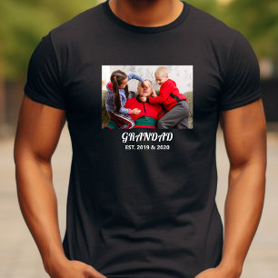 Grandad Established Photo Bold White Typography T-Shirt